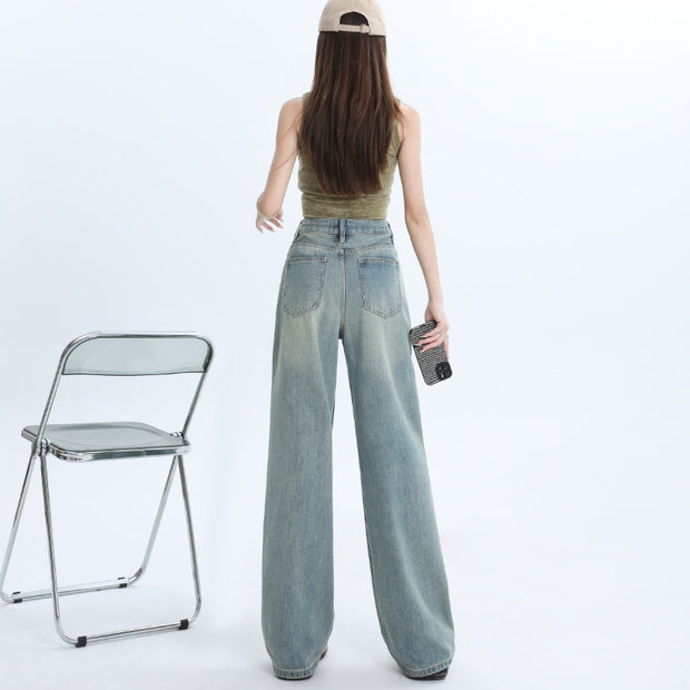 Vintage Wash Wide-Leg Jeans
