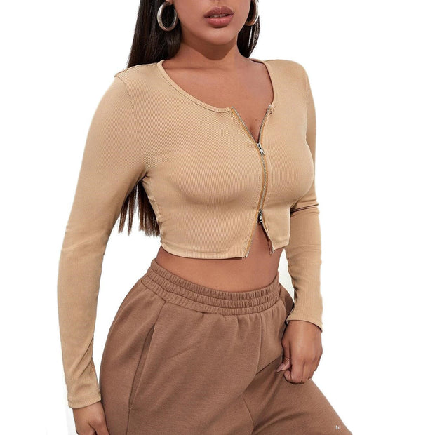 Chic Zip-Up Crop Top