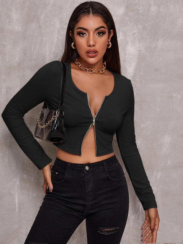 Chic Zip-Up Crop Top