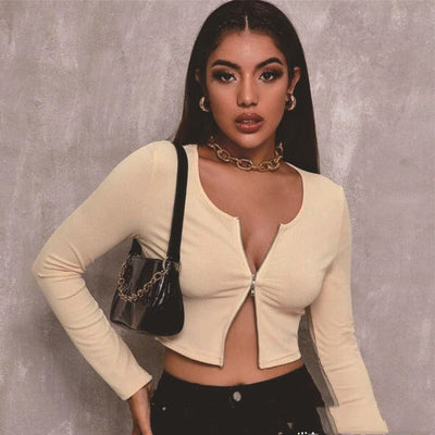 Chic Zip-Up Crop Top