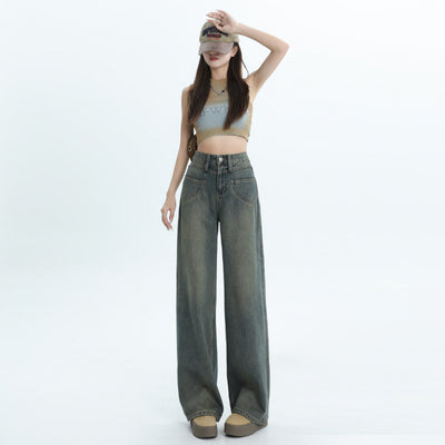 Vintage Wash Wide-Leg Jeans