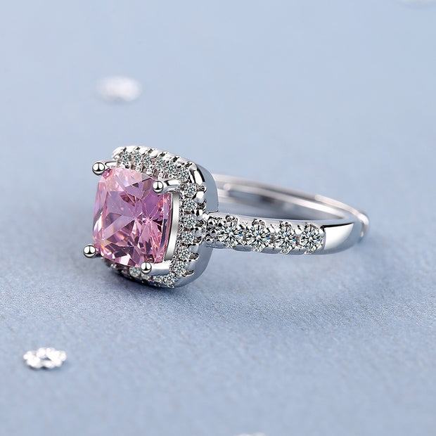 Square Zirconium Diamond Ring Wide Surface