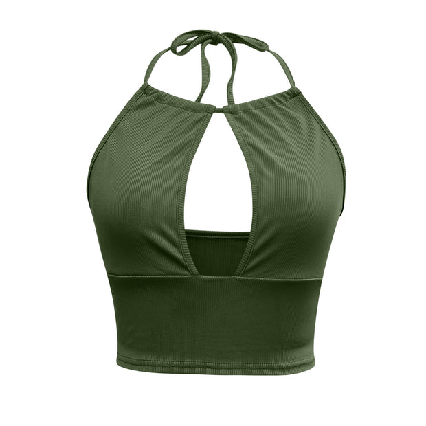 Deep V Halter Crop Top