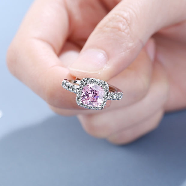 Square Zirconium Diamond Ring Wide Surface