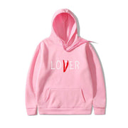 Pink Lover Style Hoodie made from polyester fabric with front pocket and hood.