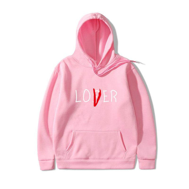 Pink Lover Style Hoodie made from polyester fabric with front pocket and hood.
