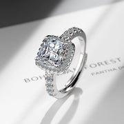 Square Zirconium Diamond Ring Wide Surface