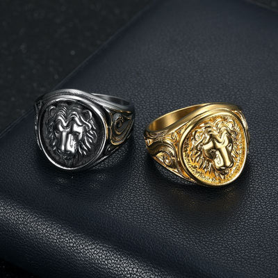 Gold Plated Lion's Head Ring