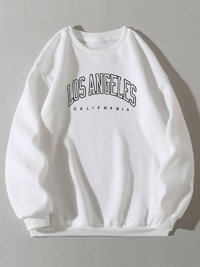 Los Angeles Print Crew Neck Pullover Sweatshirt