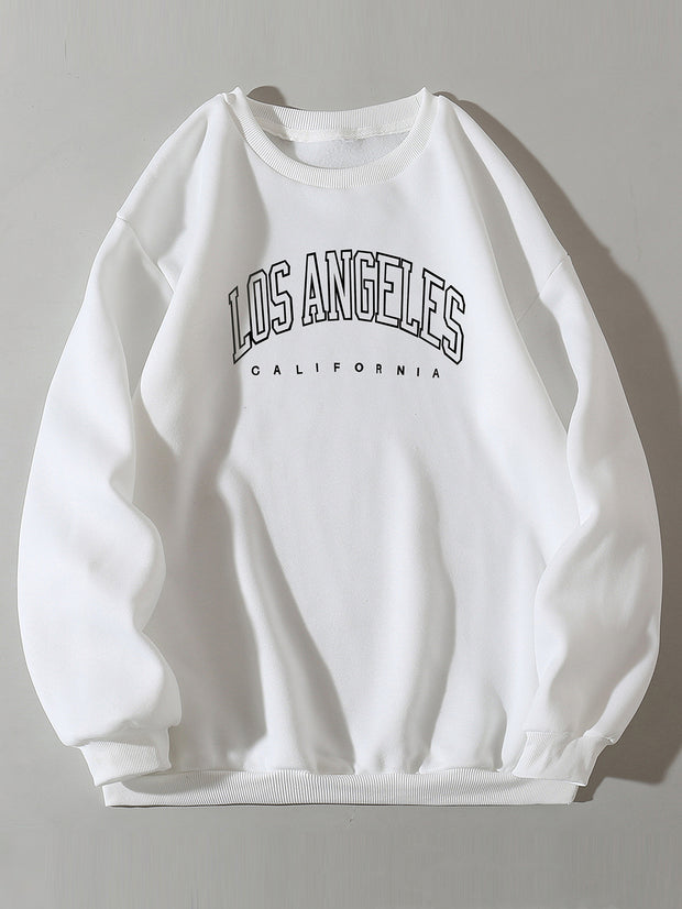 Los Angeles Print Crew Neck Pullover Sweatshirt