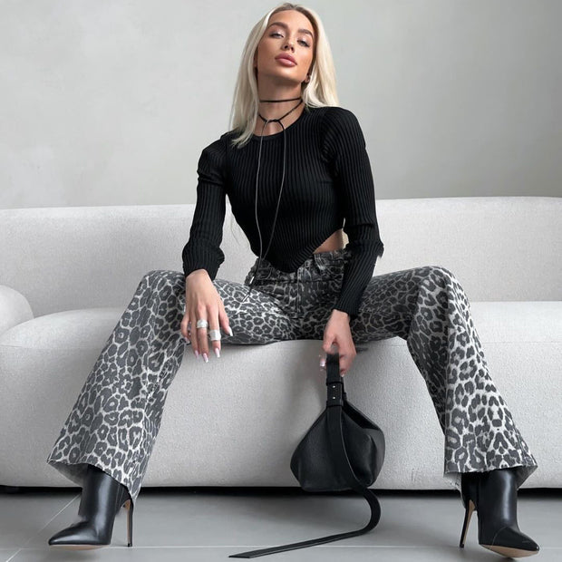 Leopard Print Narrow Jeans