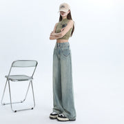Vintage Wash Wide-Leg Jeans
