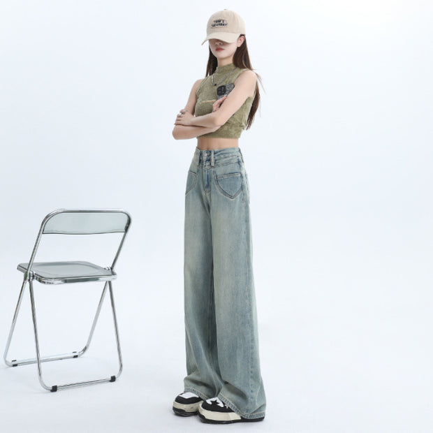 Vintage Wash Wide-Leg Jeans