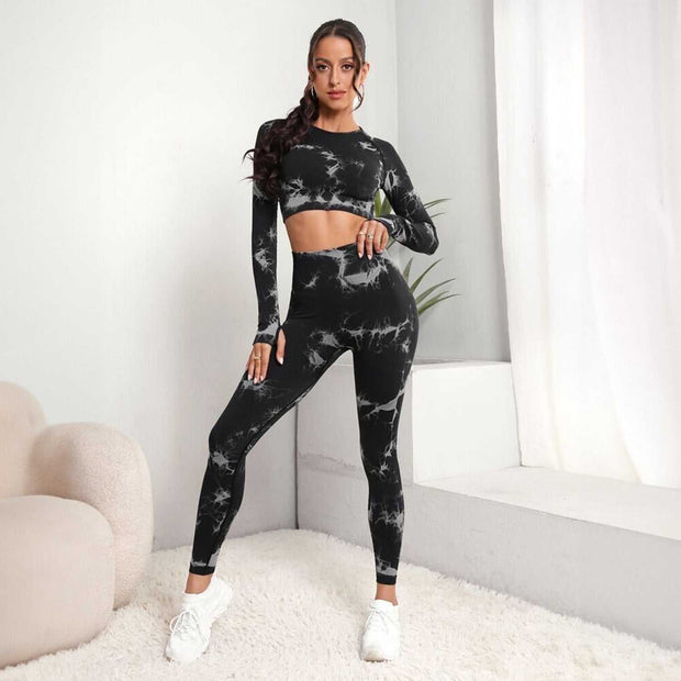 Marbled design workout outfit