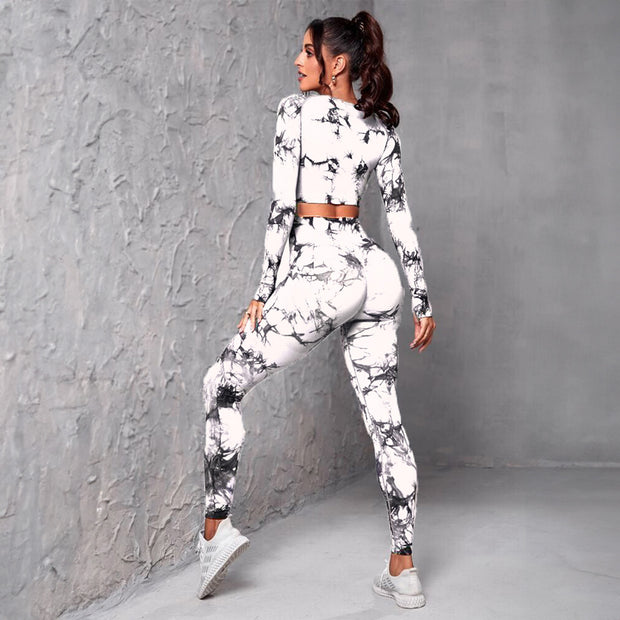 Marbled design workout outfit