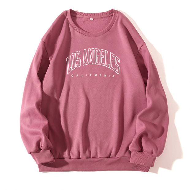 Los Angeles Print Crew Neck Pullover Sweatshirt