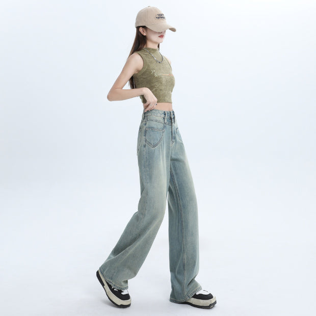 Vintage Wash Wide-Leg Jeans