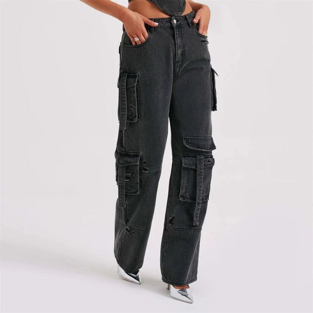 Edgy Denim Cargo Set