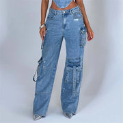 Edgy Denim Cargo Set