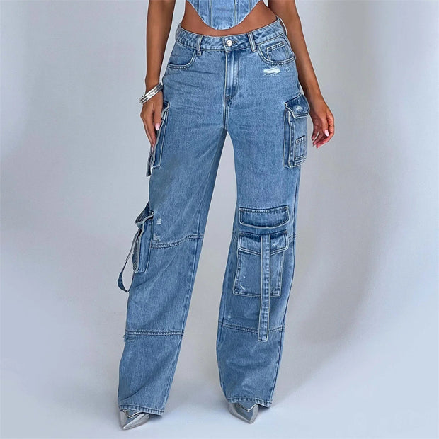 Edgy Denim Cargo Set