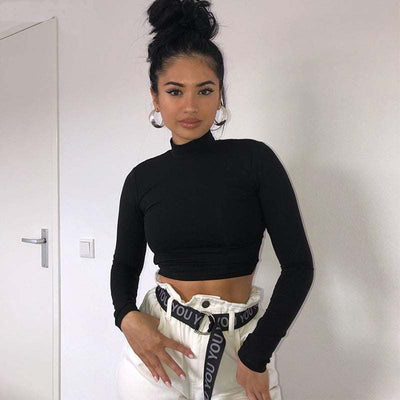 Black lace-up back elegance top, irregular and backless design, street hipster style.