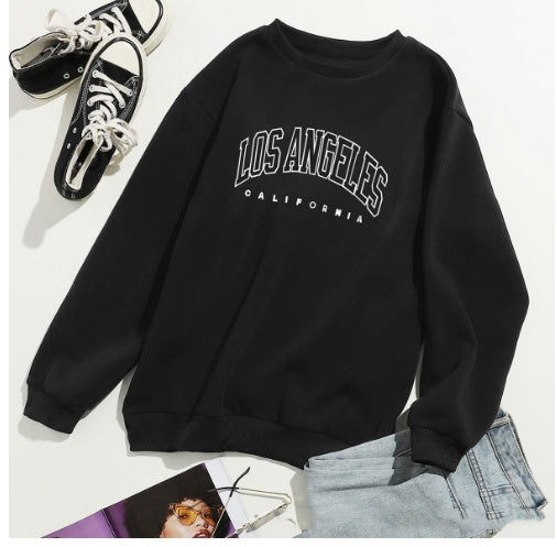 Los Angeles Print Crew Neck Pullover Sweatshirt