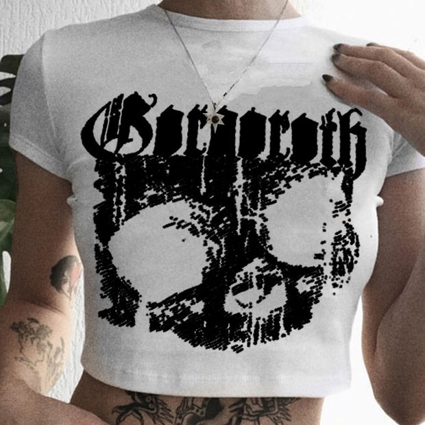Gothic Skull Crop Tee