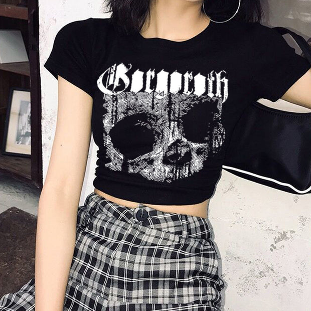 Gothic Skull Crop Tee