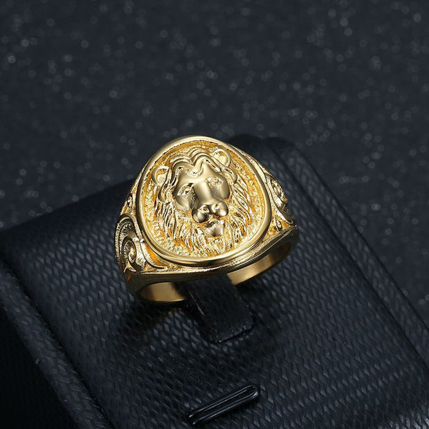 Gold Plated Lion's Head Ring