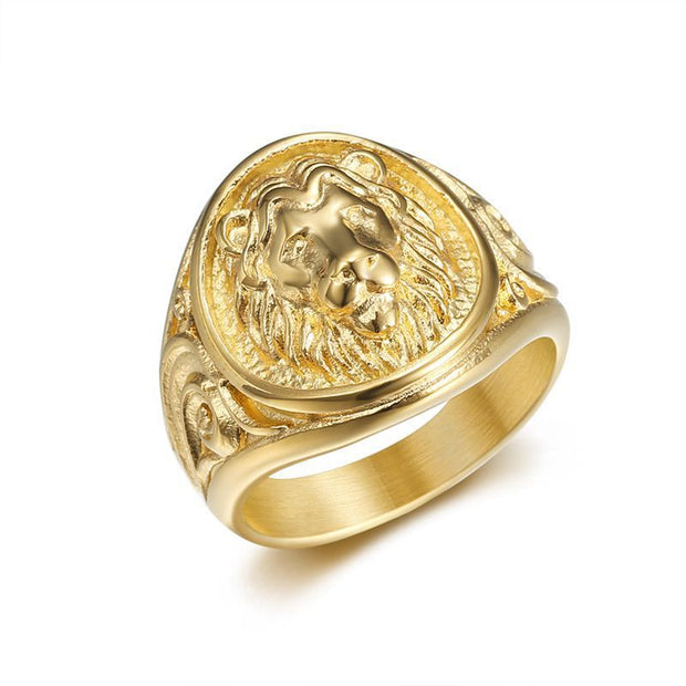 Gold Plated Lion's Head Ring