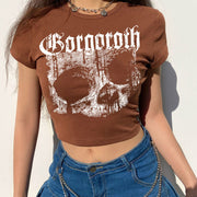 Gothic Skull Crop Tee