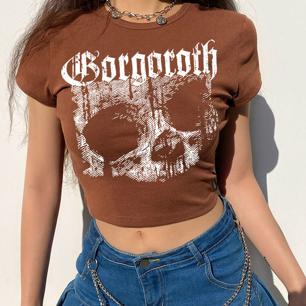Gothic Skull Crop Tee
